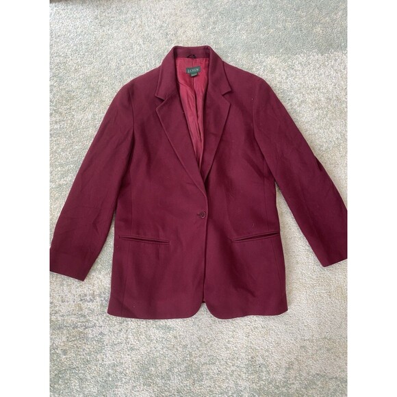 J. Crew Vintage Size 12 Wool Cashmere Blend Blazer Retro Women’s Red Business - Picture 1 of 8